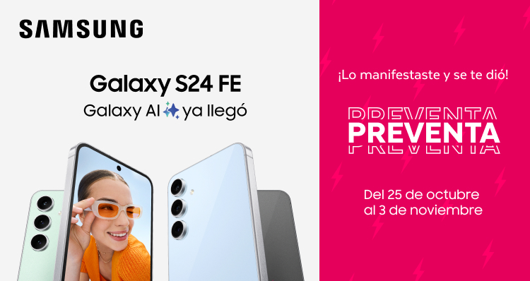 Aprovecha el lanzamiento del nuevo Samsung S24FE y hasta 12 cuotas sin interés 