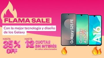 Con la mejor tecnología y diseño de los Galaxy, hasta 355 de descuento y 12 cuotas sin interés.