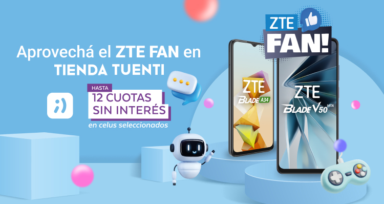 Aprovecha ZTE FAN  con los mejores precios y hasta 12 cuotas sin interés en Tienda Tuenti