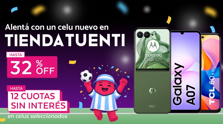 Alent&aacute; con un celu nuevo en Tienda Tuenti, hasta 32% de descuento y hasta 12 cuotas sin inter&eacute;s en seleccionados.