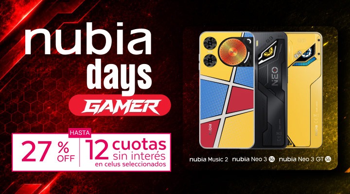 Nubia Days Gamer tiene descuentos increibles en celus, hasta 27% de descuento y hasta 12 cutas sin inter&eacute;s.