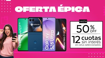 Oferta epica en tu proximo celu, hasta 50% de descuento y 12 cuotas sin inter&eacute;s.